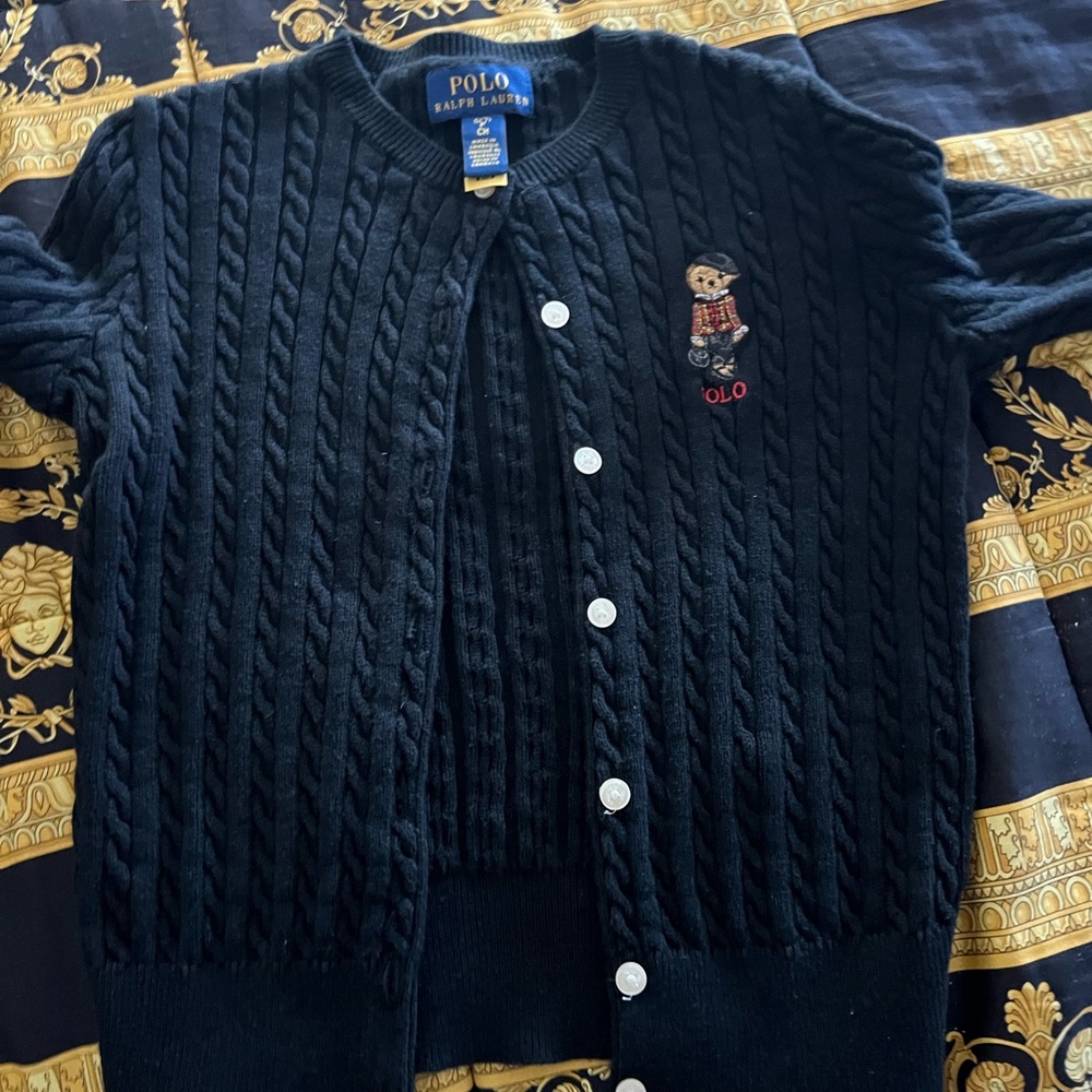 Ralph Lauren Polo black button up sweater size 7